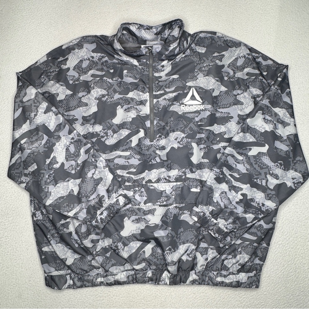 Reebok Gray and White‎ Camo Jacket